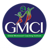 A circular logo for GMCI, Global Montessori Coaching Institute, featuring a dark navy blue background with white text and a colorful graphic of stylized figures in green, red, and orange above the letters, with a small globe icon at the top.