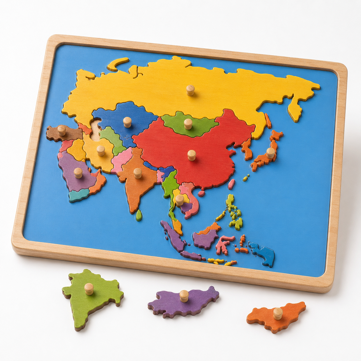 Wooden Puzzle Map of Asia